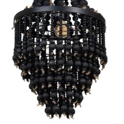 Ceiling Light 35 x 35 x 86 cm Black Metal Wood