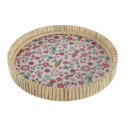 Snack tray DKD Home Decor 26 x 26 x 14,5 cm Natural Metal MDF Wood Shabby Chic