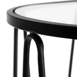 Side table 56 x 35,5 x 56 cm Crystal Black Metal (2 Units)