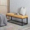 Bench Synthetic Fabric Metal Mustard 120 x 40 x 45 cm