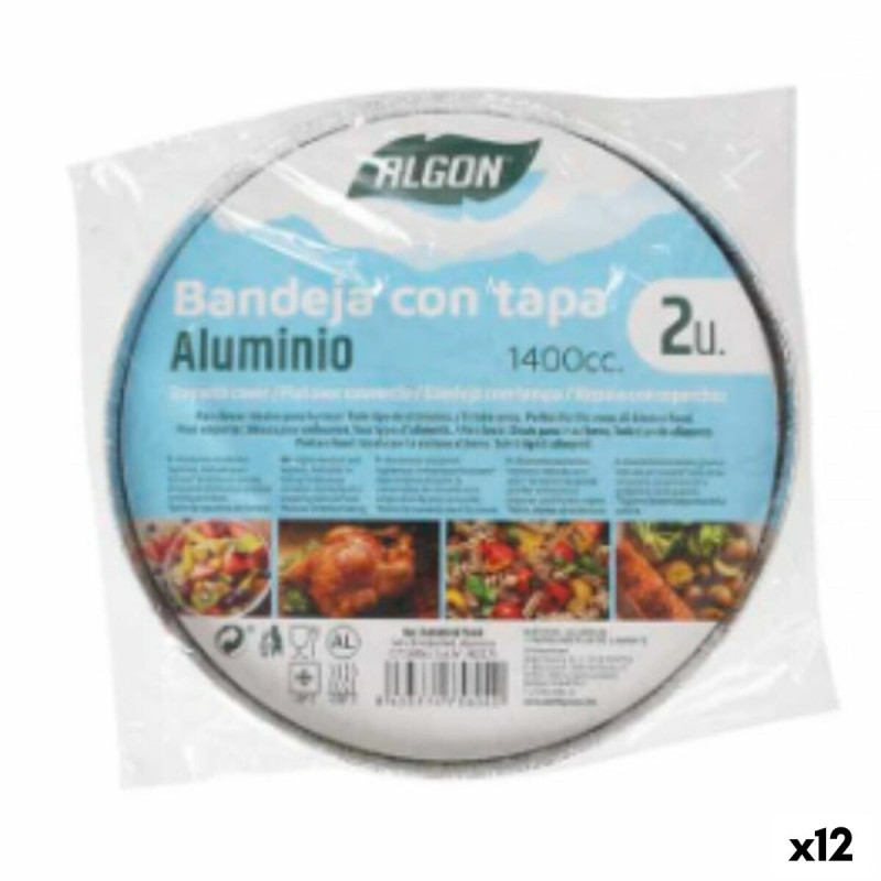 Tray with lid Algon Circular Aluminium 1,4 L 21 x 21 x 6,5 cm (12 Units)