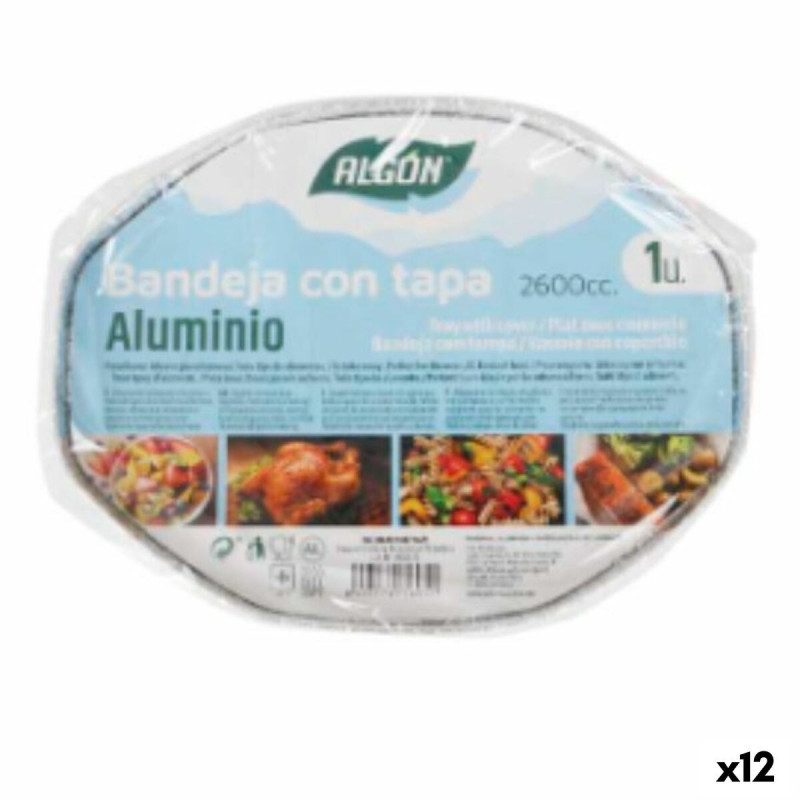 Tray with lid Algon Aluminium Oval 2,6 L 25 x 20 x 9,7 cm (12 Units)