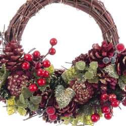 Advent wreathe Brown Red Multicolour Rattan Plastic Foam Pineapples 24 x 22 x 8 cm