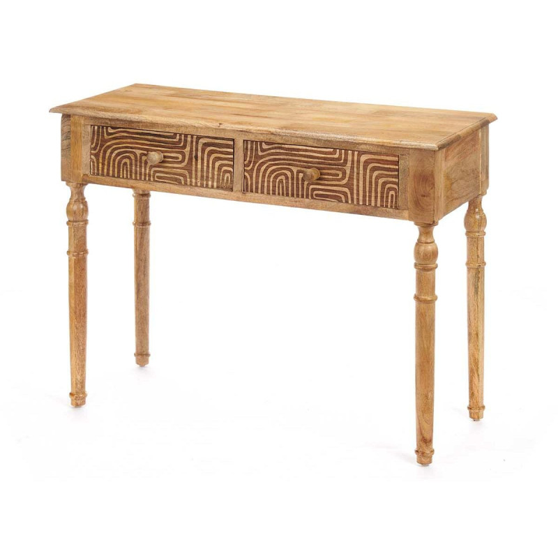 Hall Table with 2 Drawers Brown Mango wood 98 x 77 x 42 cm Curve