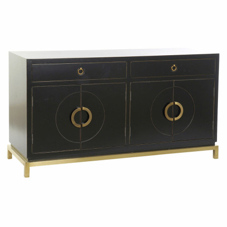 Sideboard DKD Home Decor   Black Golden Metal Poplar 150 x 50 x 80 cm