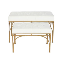 Bench DKD Home Decor White Metal 80 x 40 x 48 cm (2 Units)