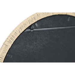 Wall mirror Home ESPRIT Black Natural Rope Fir Mediterranean 80 x 3,5 x 80 cm