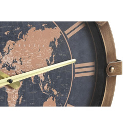 Wall Clock DKD Home Decor 42 x 8,5 x 54 cm Crystal Silver Golden Iron World Map (2 Units)