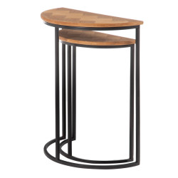 Side table Brown Black Metal Iron MDF Wood 62,5 x 62,5 x 73 cm 62,5 x 31 x 73 cm (2 Units)