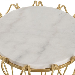 Side table 50 x 50 x 54,6 cm Golden Metal White Marble