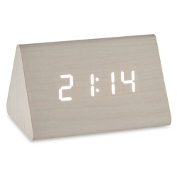 Table-top Digital Clock White PVC MDF Wood 11,7 x 7,5 x 8 cm (12 Units)