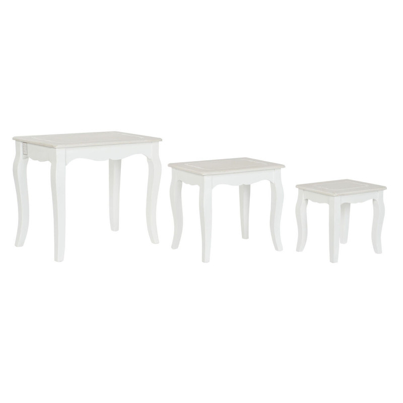 Set of 3 tables DKD Home Decor White Light brown 53 x 35 x 47 cm