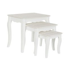 Set of 3 tables DKD Home Decor White Light brown 53 x 35 x 47 cm