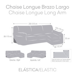 Right long arm chaise longue cover Eysa TROYA Grey 170 x 110 x 310 cm