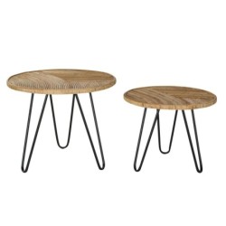 Set of 2 tables DKD Home Decor Brown Black 61 x 61 x 50 cm