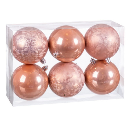 Christmas Baubles Beige Plastic 8 x 8 x 8 cm (6 Units)