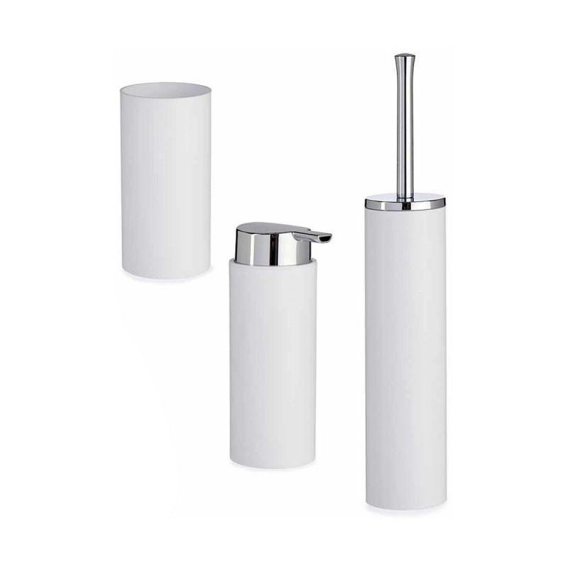 Bath Set White 3 Pieces Plastic