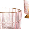 LED Lantern Stripes Pink Golden Glass (10,7 x 18 x 10,7 cm)