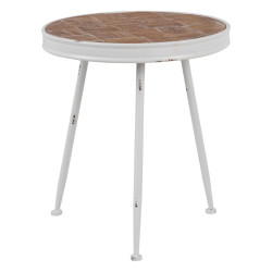 Side table 50 x 50 x 56 cm Natural Metal White