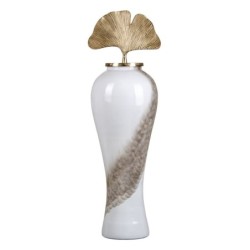 Vase 29 x 29 x 102 cm Crystal Golden Metal White