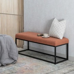 Bench Synthetic Fabric Metal Dark Red 120 x 40 x 45 cm