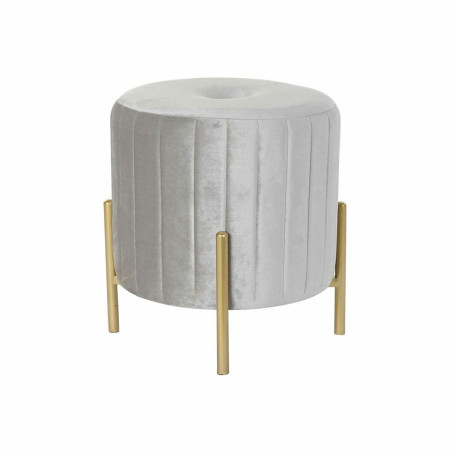 Footrest DKD Home Decor Grey Golden Metal Natural rubber Velvet 44 x 44 x 46 cm