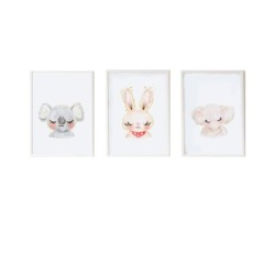 Set of 3 pictures Crochetts Multicolour MDF Wood 33 x 43 x 2 cm Elephant Koala Rabbit (3 Pieces)