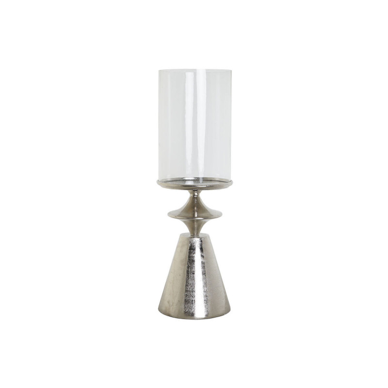 Candleholder DKD Home Decor Silver Aluminium Crystal 21 x 21 x 66 cm