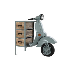 Chest of drawers DKD Home Decor Blue Metal Brown Motorbike Mango wood Worn (100 x 67 x 105 cm)