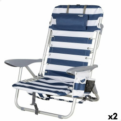 Beach Chair Aktive Blue White 50 x 76 x 45 cm (2 Units)