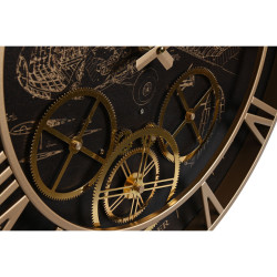 Wall Clock DKD Home Decor Aeroplane Crystal Golden Iron Dark brown (52 x 5 x 52 cm)