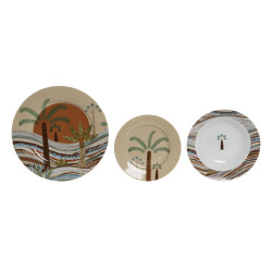 Dinnerware Set Home ESPRIT Beige Multicolour Porcelain 18 Pieces 27 x 27 x 2 cm