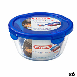 Hermetic Lunch Box Pyrex Cook&go 20 x 20 x 10,3 cm Blue 1,6 L Glass (6 Units)