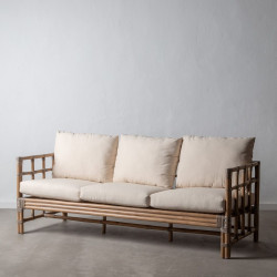 3-Seater Sofa 187 x 73 x 64 cm Natural Rattan