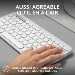 Bluetooth Keyboard with Support for Tablet Logitech K380 French White AZERTY