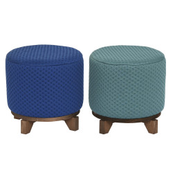 Footrest DKD Home Decor Wood 30 x 30 x 30 cm Green Navy Blue (2 Units)