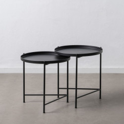 Side table 50 x 50 x 58 cm Black Metal (2 Units)