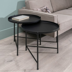 Side table 50 x 50 x 58 cm Black Metal (2 Units)