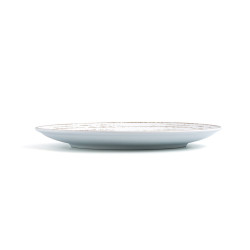 Flat Plate Ariane Tornado White Bicoloured Ceramic Ø 21 cm (12 Units)