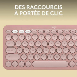 Bluetooth Keyboard with Support for Tablet Logitech K380 French Pink AZERTY