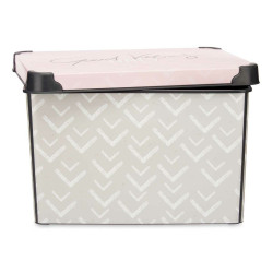 Storage Box with Lid Vibes Arrows 22 L Pink Plastic 30 x 23,5 x 40 cm (12 Units)