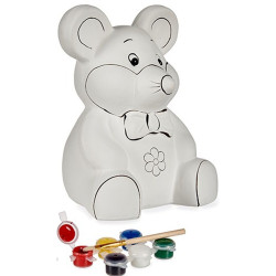 Paint Your Own Money Box Mouse Ceramic 14,7 x 20,8 x 16,3 cm (12 Units)