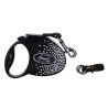 Dog Lead Flexi Glam Composition with Swarovski crystals 3 m Black S