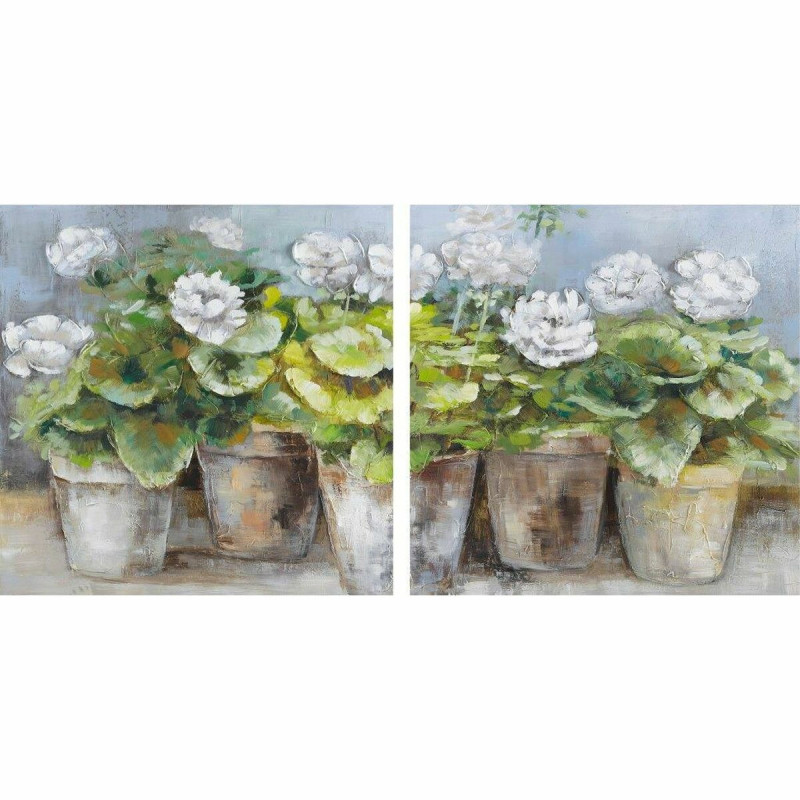 Painting DKD Home Decor 80 x 3,5 x 80 cm Plant pot Cottage (2 Units)