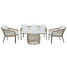 Table Set with 3 Armchairs DKD Home Decor White 137 x 73,5 x 66,5 cm synthetic rattan Steel