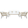 Table Set with 3 Armchairs DKD Home Decor White 137 x 73,5 x 66,5 cm synthetic rattan Steel