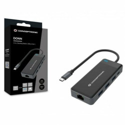 USB Hub Conceptronic DONN14G Black Grey 100 W (1 Unit)