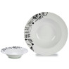 Pasta Dish White Black Porcelain 30 x 7,5 x 30 cm (12 Units)