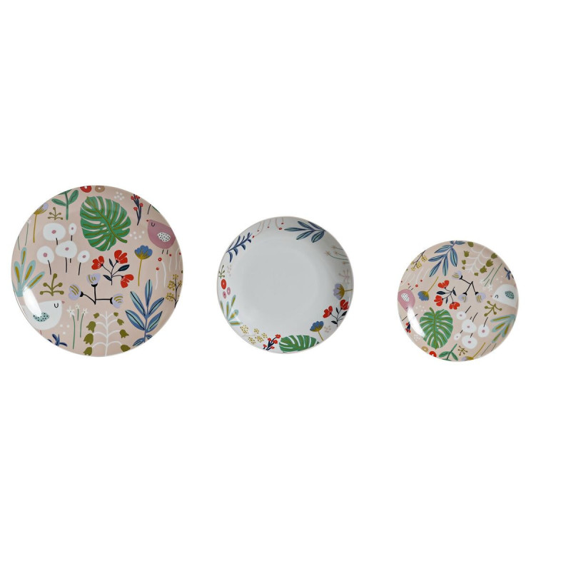 Dinnerware Set DKD Home Decor Multicolour Porcelain Flowers Urban 27 x 27 x 3 cm 18 Pieces (18 pcs)