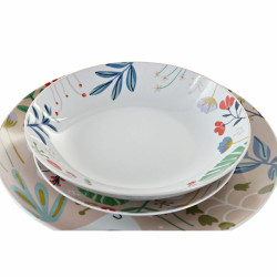 Dinnerware Set DKD Home Decor Multicolour Porcelain Flowers Urban 27 x 27 x 3 cm 18 Pieces (18 pcs)